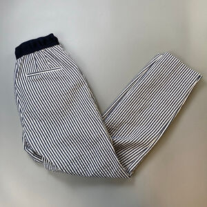 ZARA Pants Womens Small Seersucker White Navy Striped Ankle Old Money Nautical